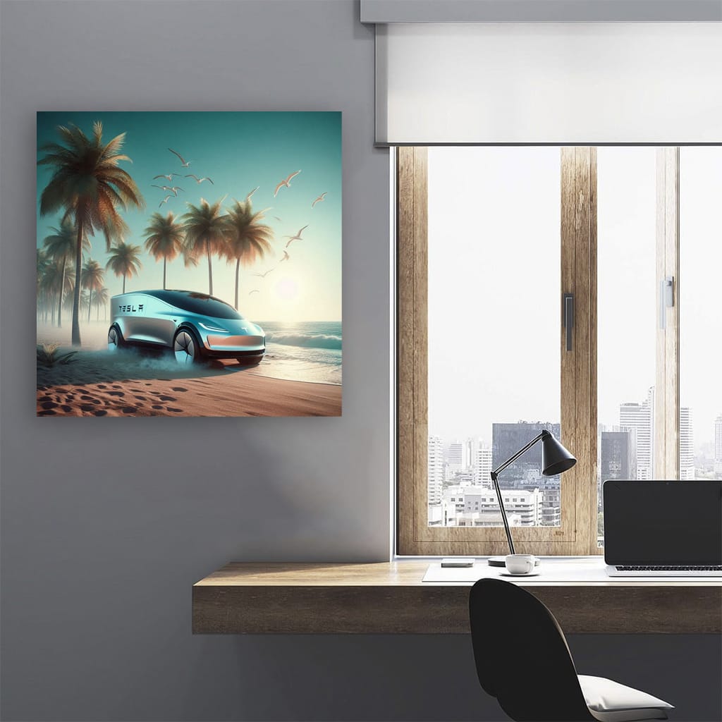 Tesla Art: Future Beach Vision - Innovative Design