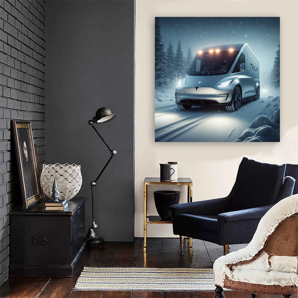 Tesla Artistic Vision: Future Snowfall Elegance