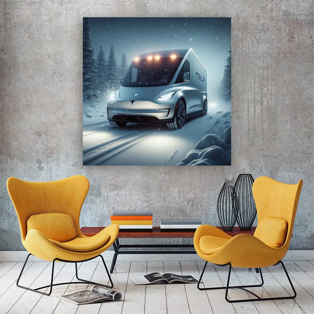 Tesla Artistic Vision: Future Snowfall Elegance