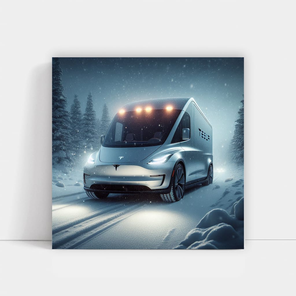Tesla Artistic Vision: Future Snowfall Elegance