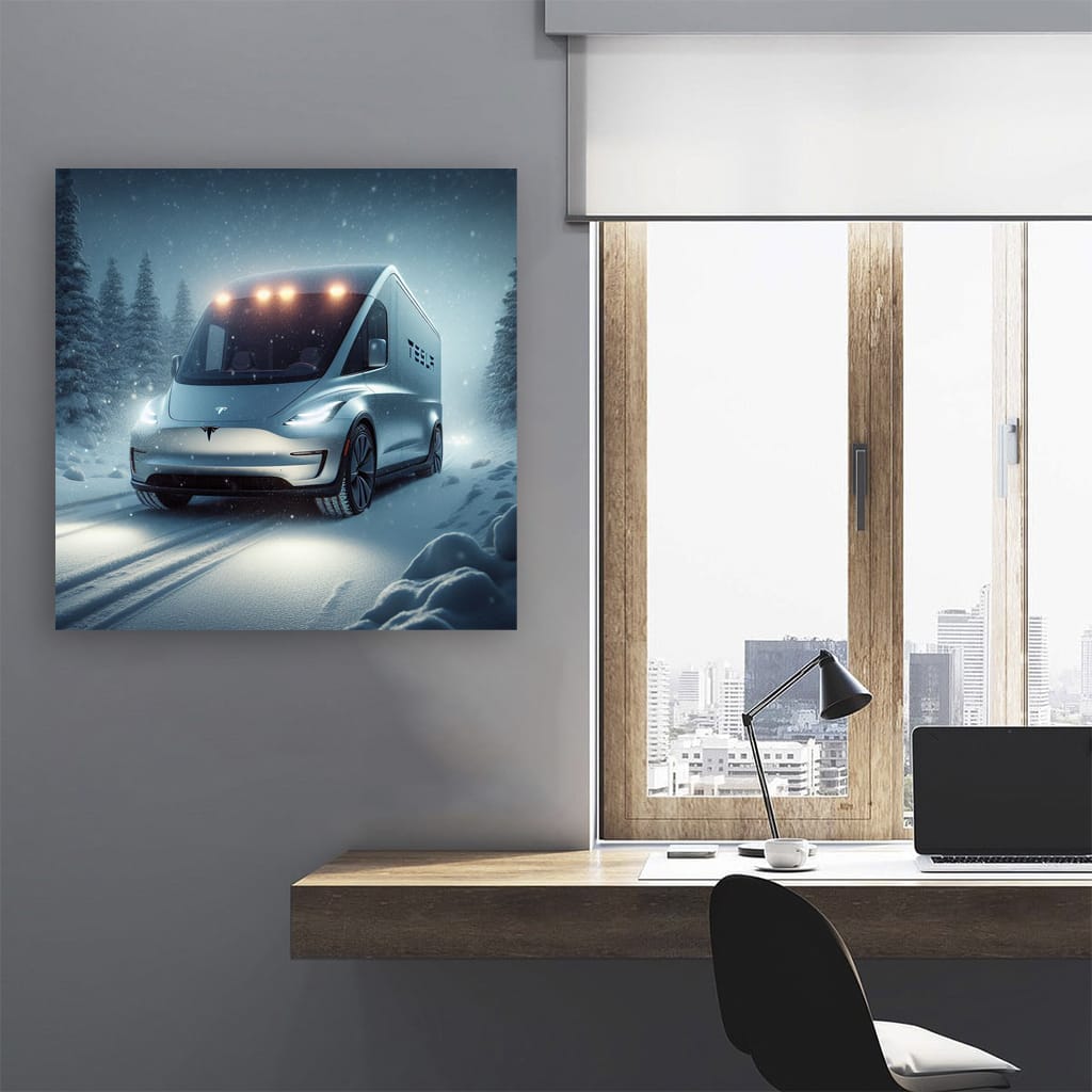 Tesla Artistic Vision: Future Snowfall Elegance
