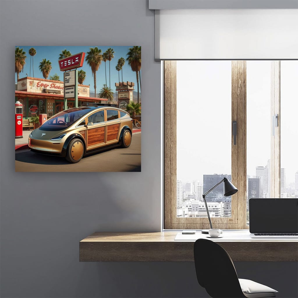 Tesla Futuristic Art in Vintage Style - Timeless Innovation