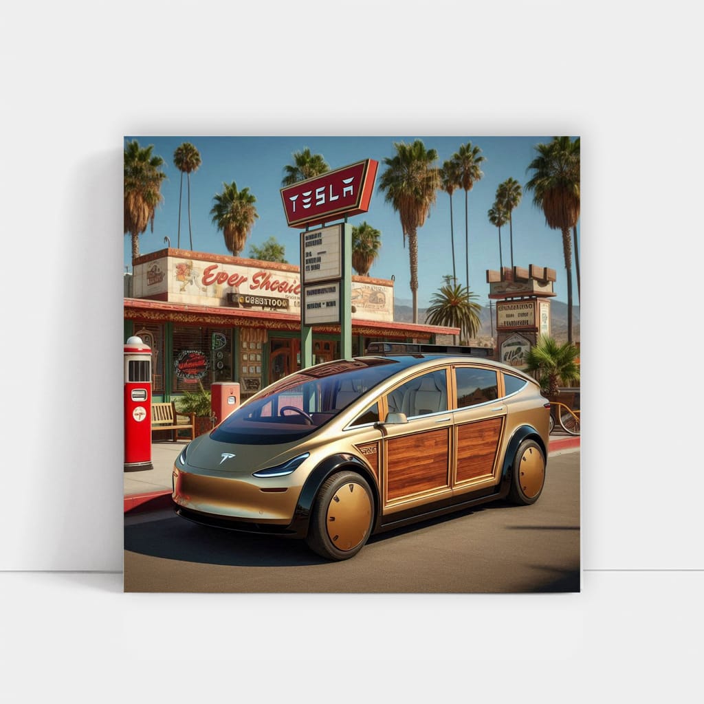 Tesla Futuristic Art in Vintage Style - Timeless Innovation