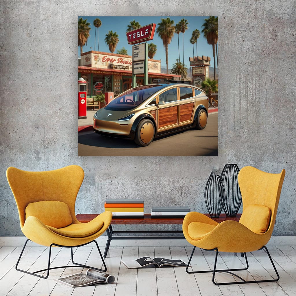 Tesla Futuristic Art in Vintage Style - Timeless Innovation