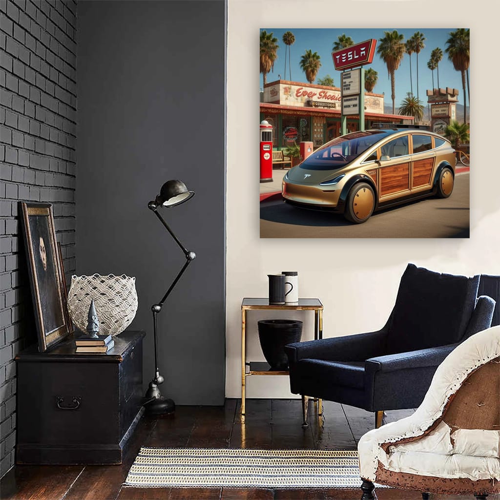 Tesla Futuristic Art in Vintage Style - Timeless Innovation