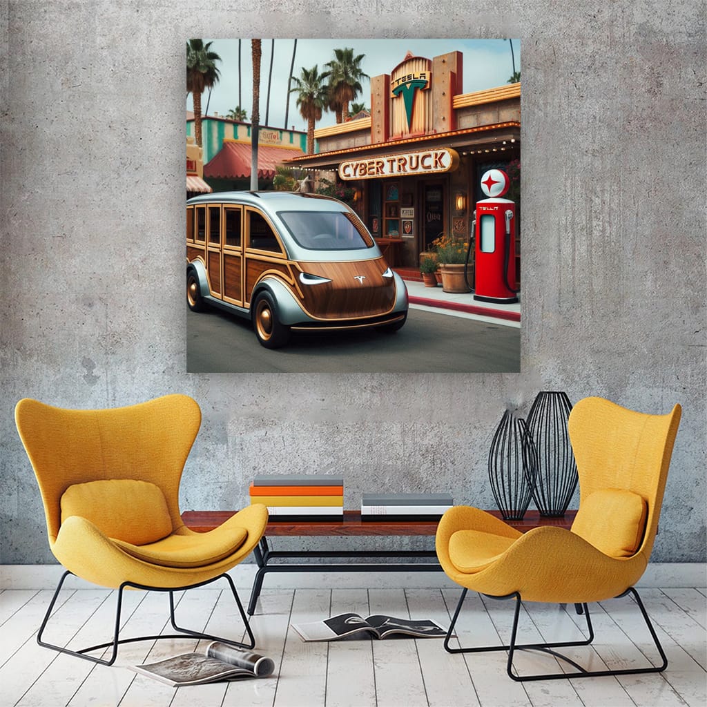 Tesla Art in Vintage Style - Look into Future