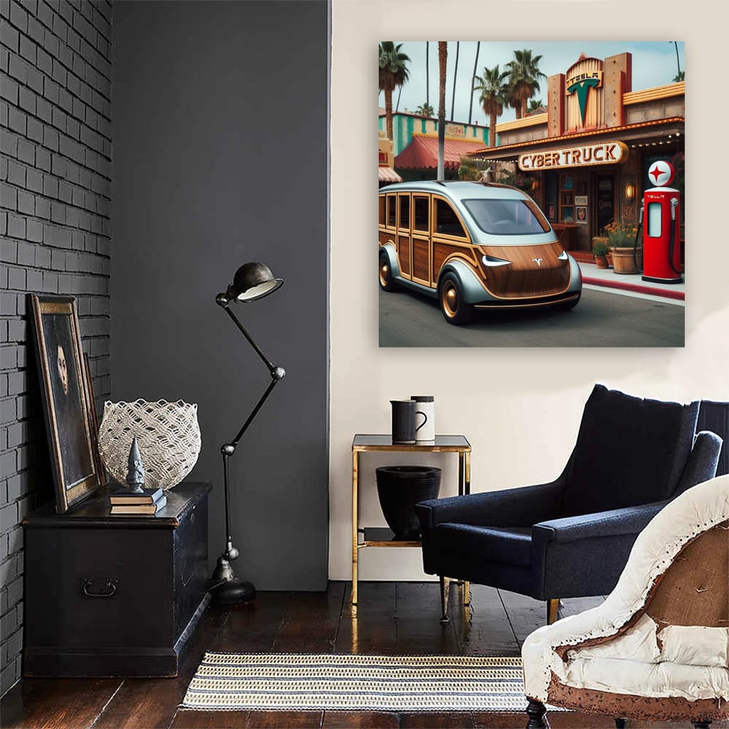 Tesla Art in Vintage Style - Look into Future