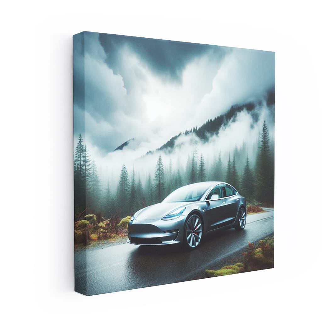 Tesla Model Cloudy Fore Wall Art