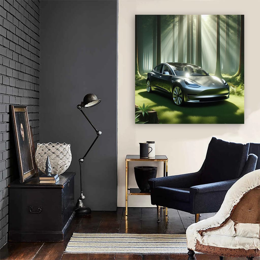 Tesla Model Forest Wall Art