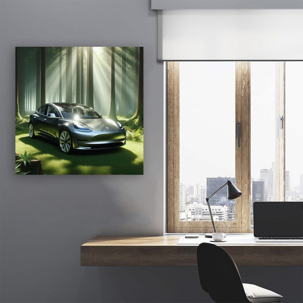 Tesla Model Forest Wall Art