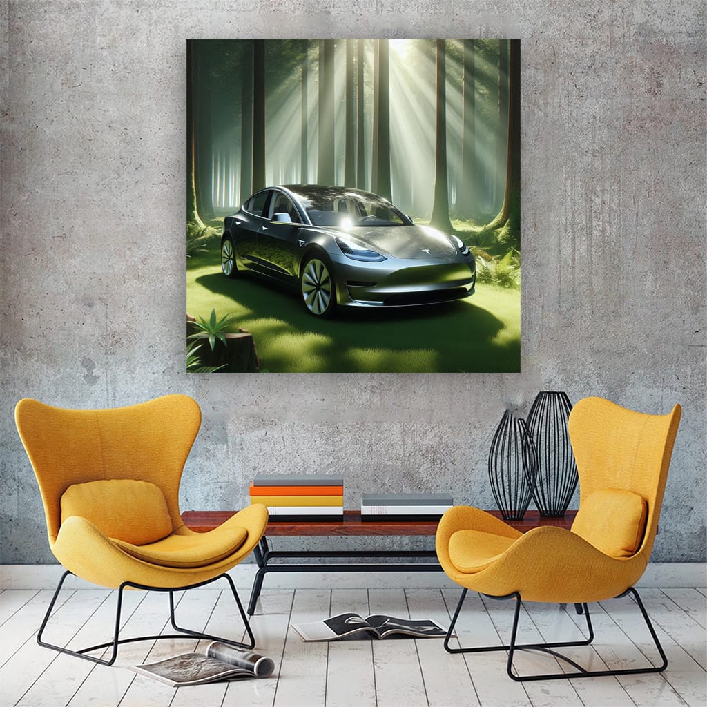 Tesla Model Forest Wall Art