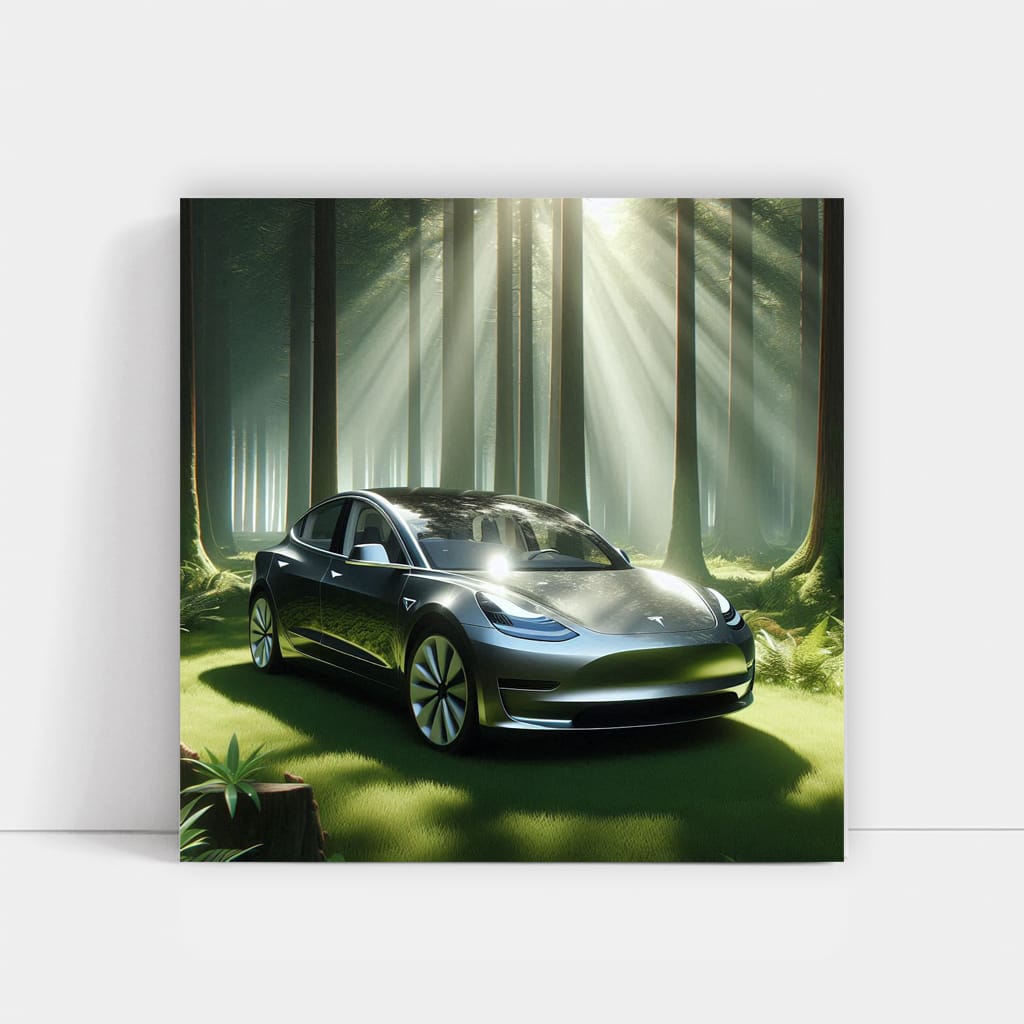 Tesla Model Forest Wall Art