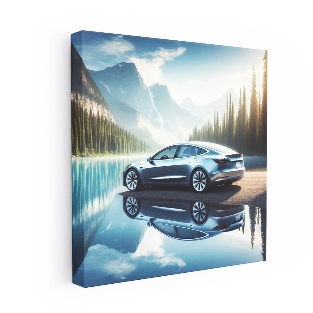 Tesla Model Lake Wall Art