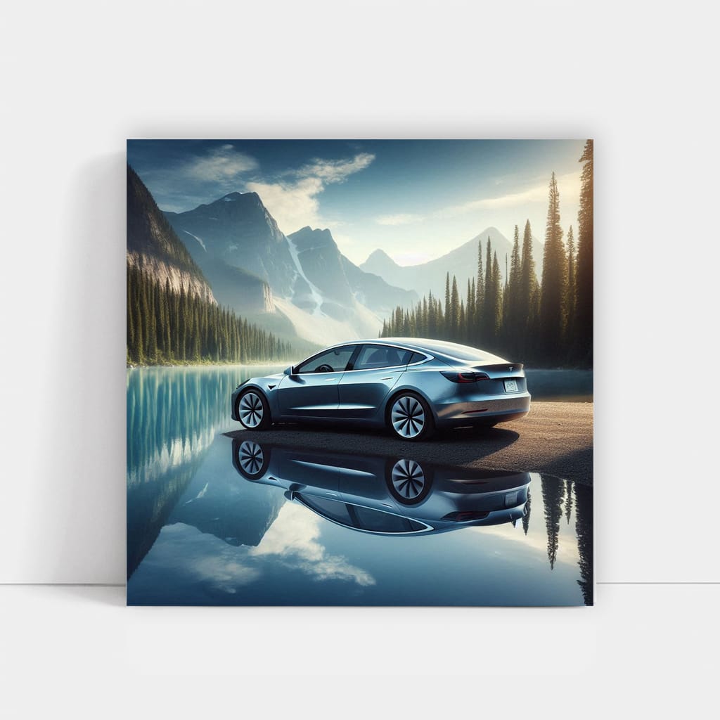 Tesla Model Lake Wall Art