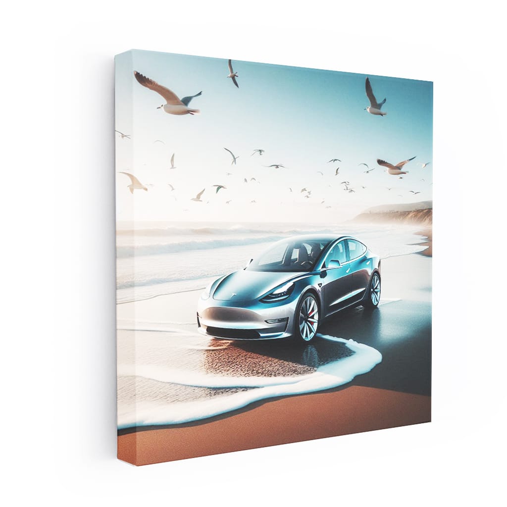 Tesla Model On Bea Wall Art