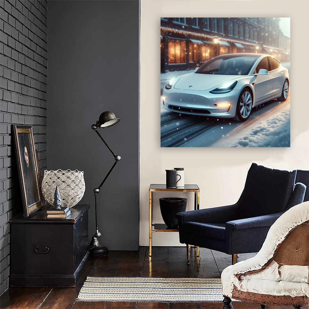 Tesla Model 3 in Snowfall - Sleek and Reliable Performer