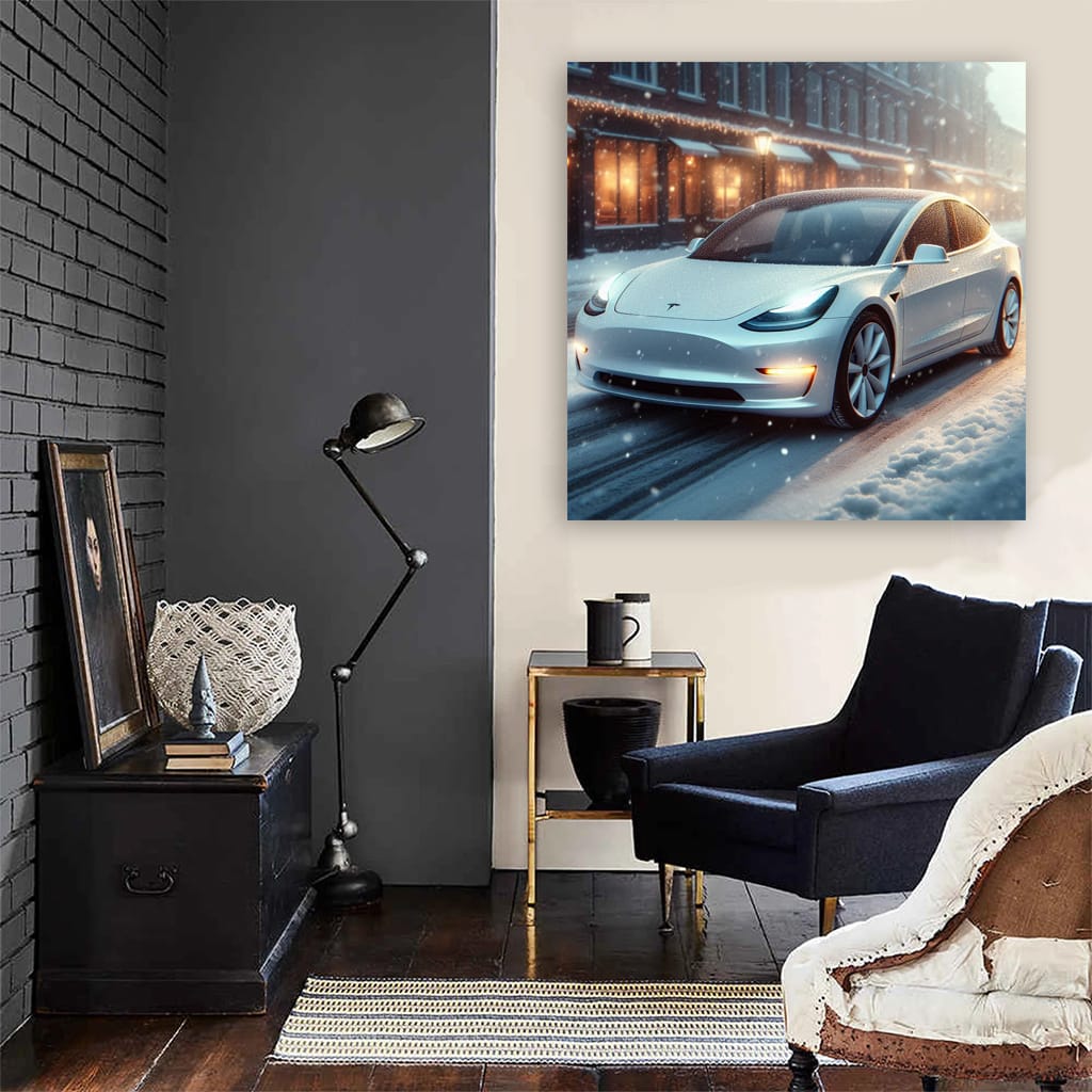 Tesla Model Snowfa Wall Art