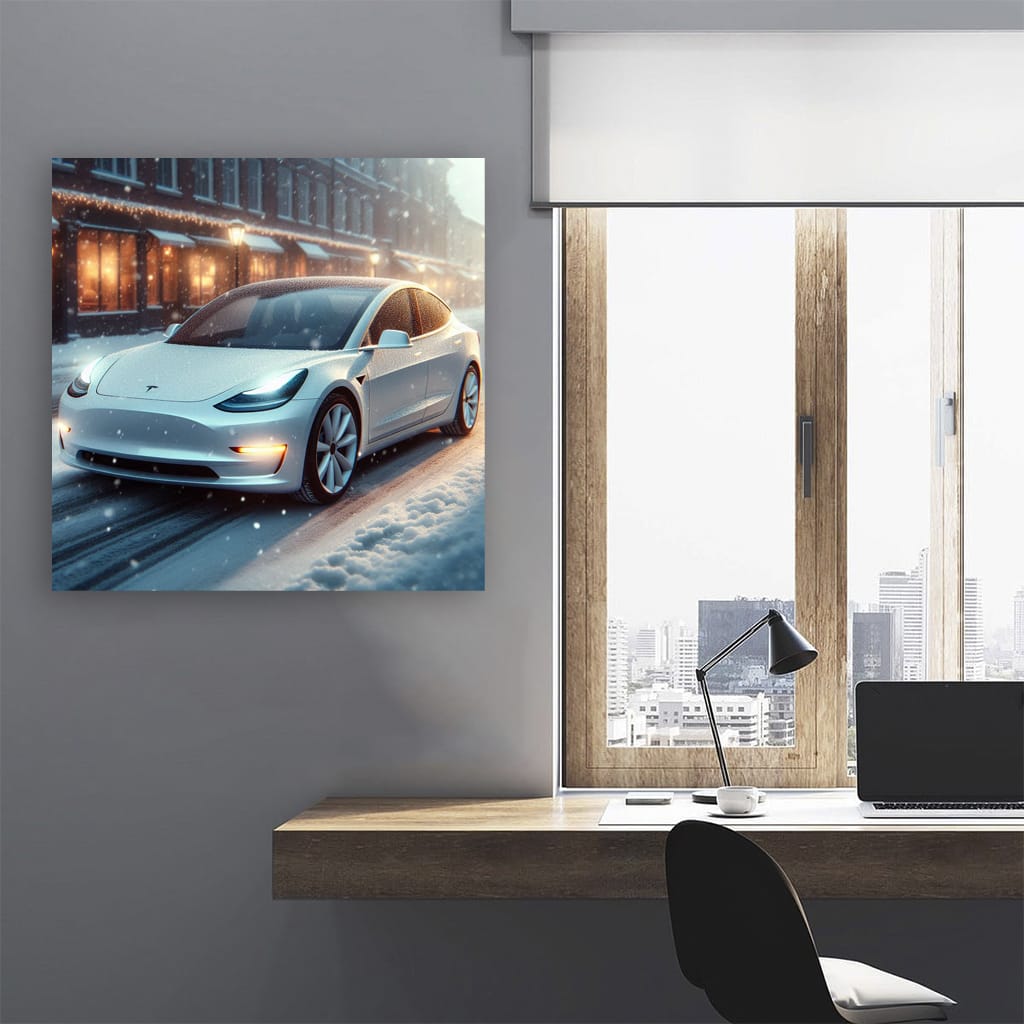 Tesla Model Snowfa Wall Art