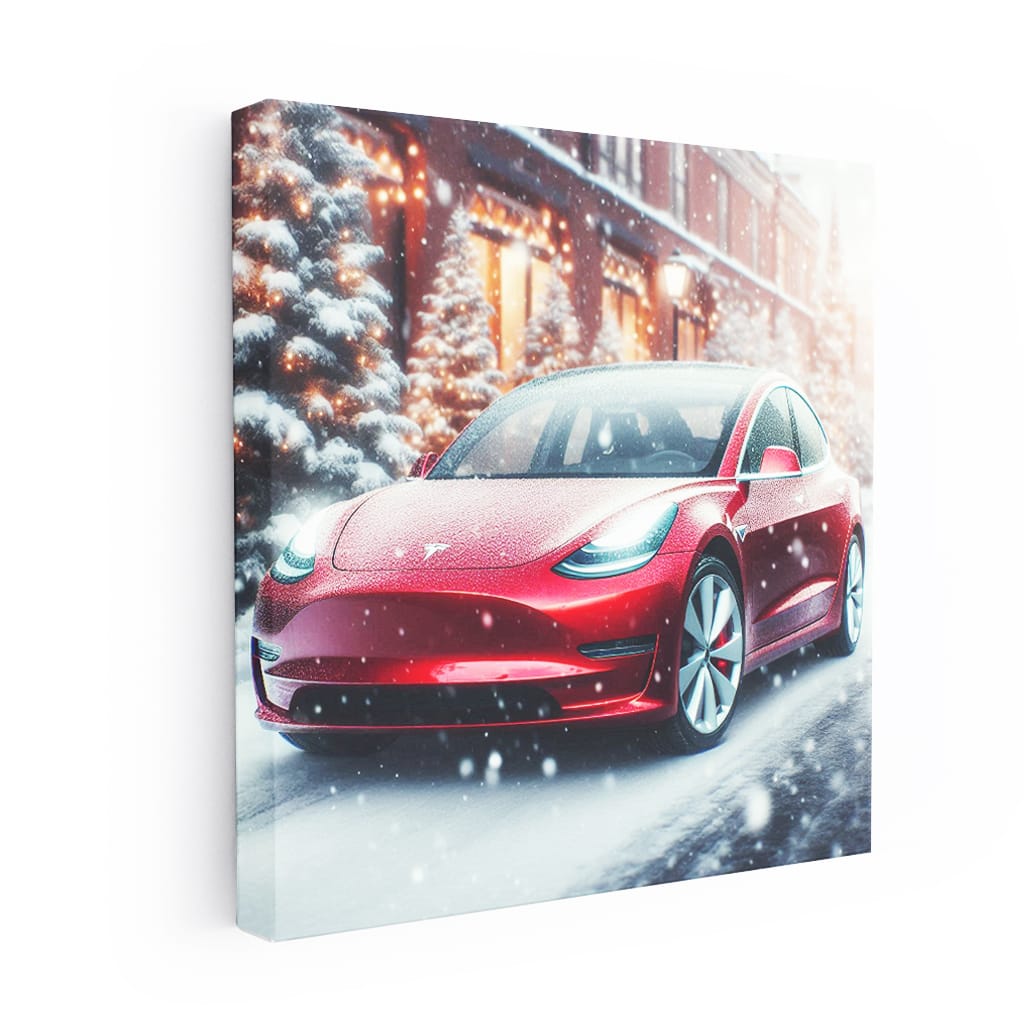 Tesla Model Snowfall Wall Art