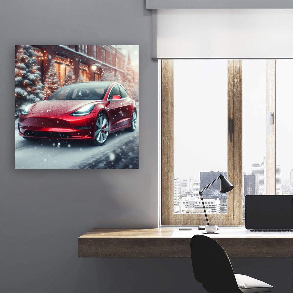 Tesla Model Snowfall Wall Art