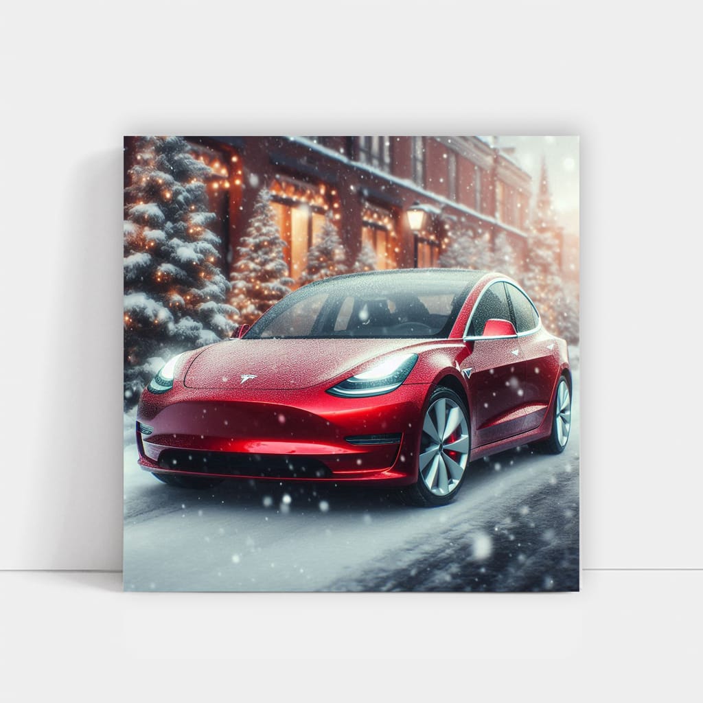 Tesla Model Snowfall Wall Art