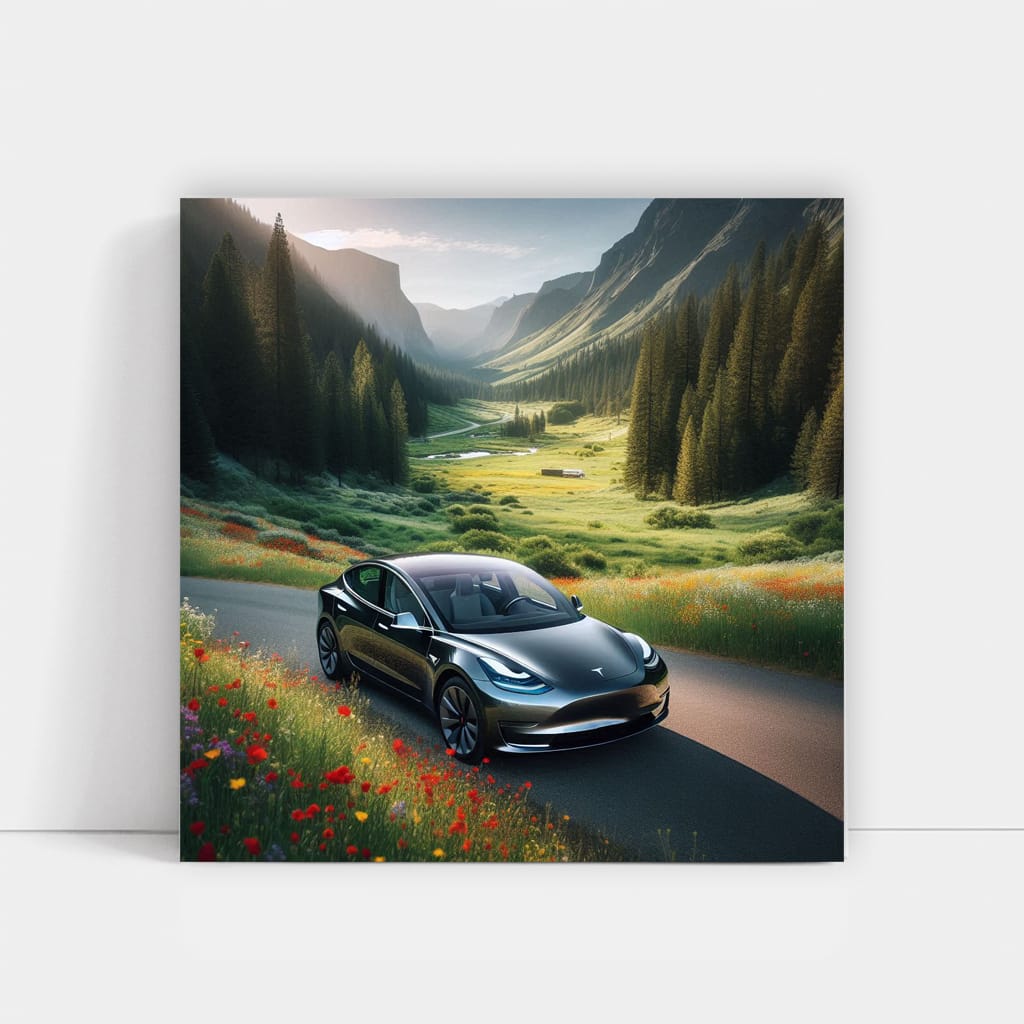 Tesla Model 3 in Valley - Sleek and Futuristic Design