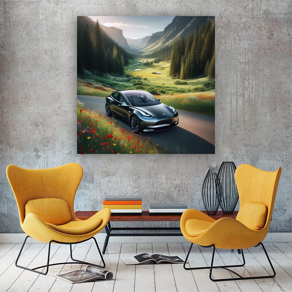 Tesla Model 3 in Valley - Sleek and Futuristic Design