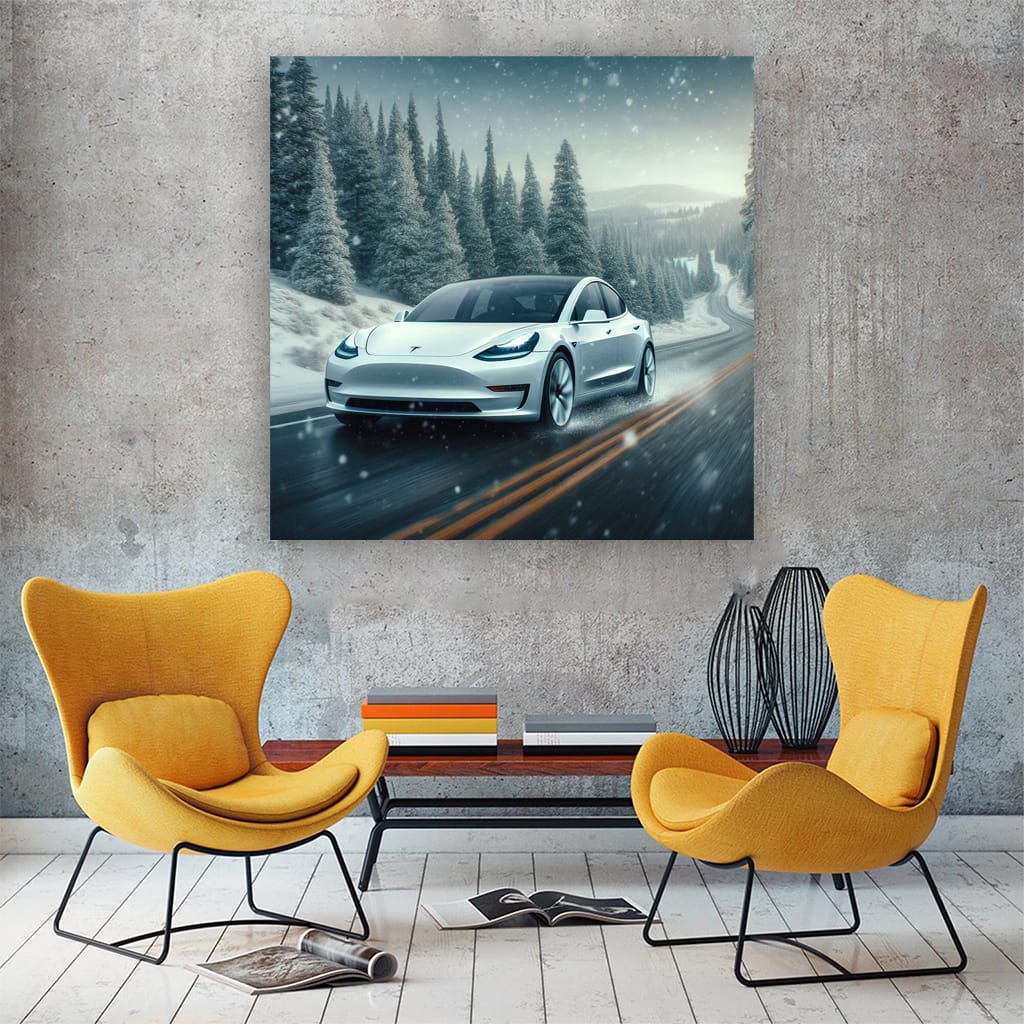 Tesla Model Wint Wall Art