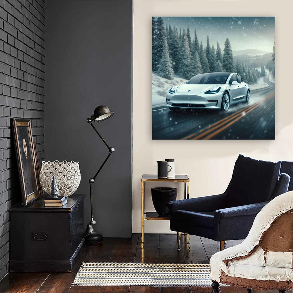 Tesla Model Wint Wall Art