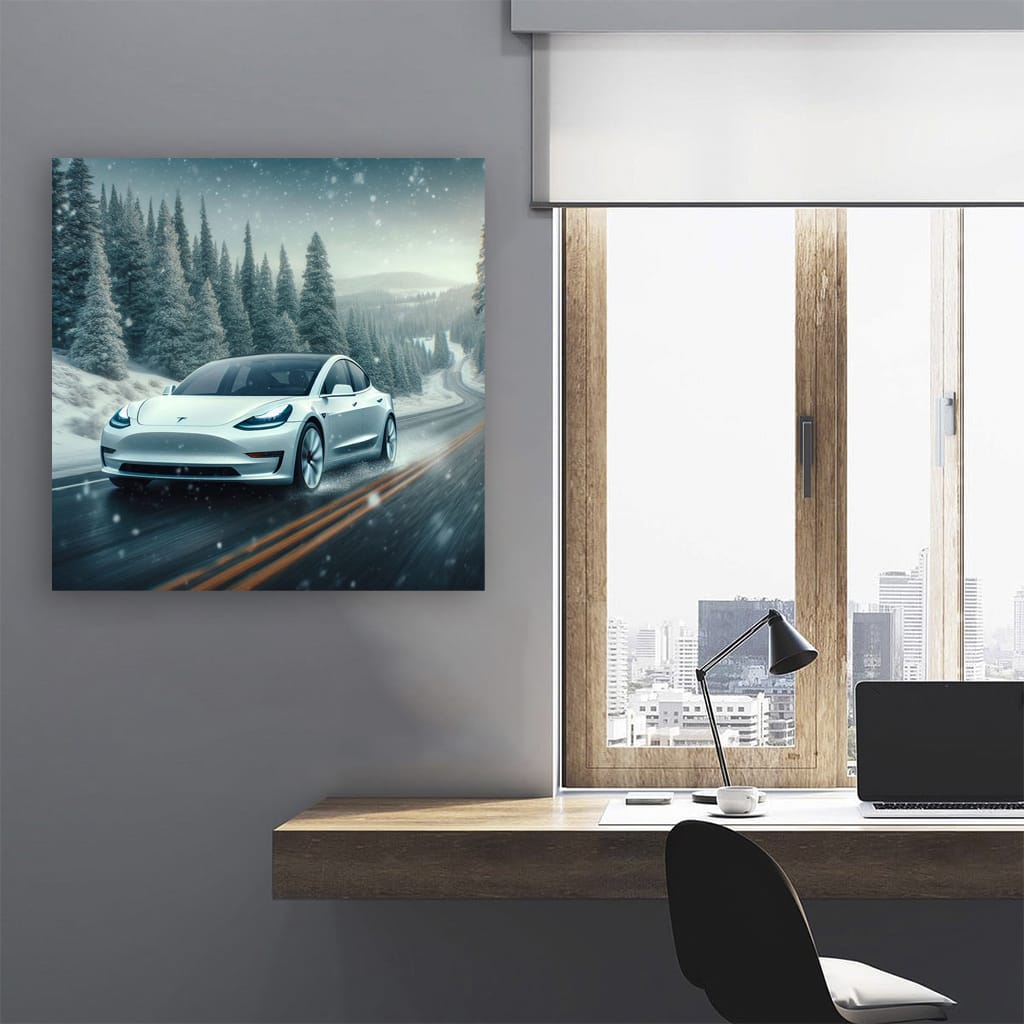 Tesla Model Wint Wall Art