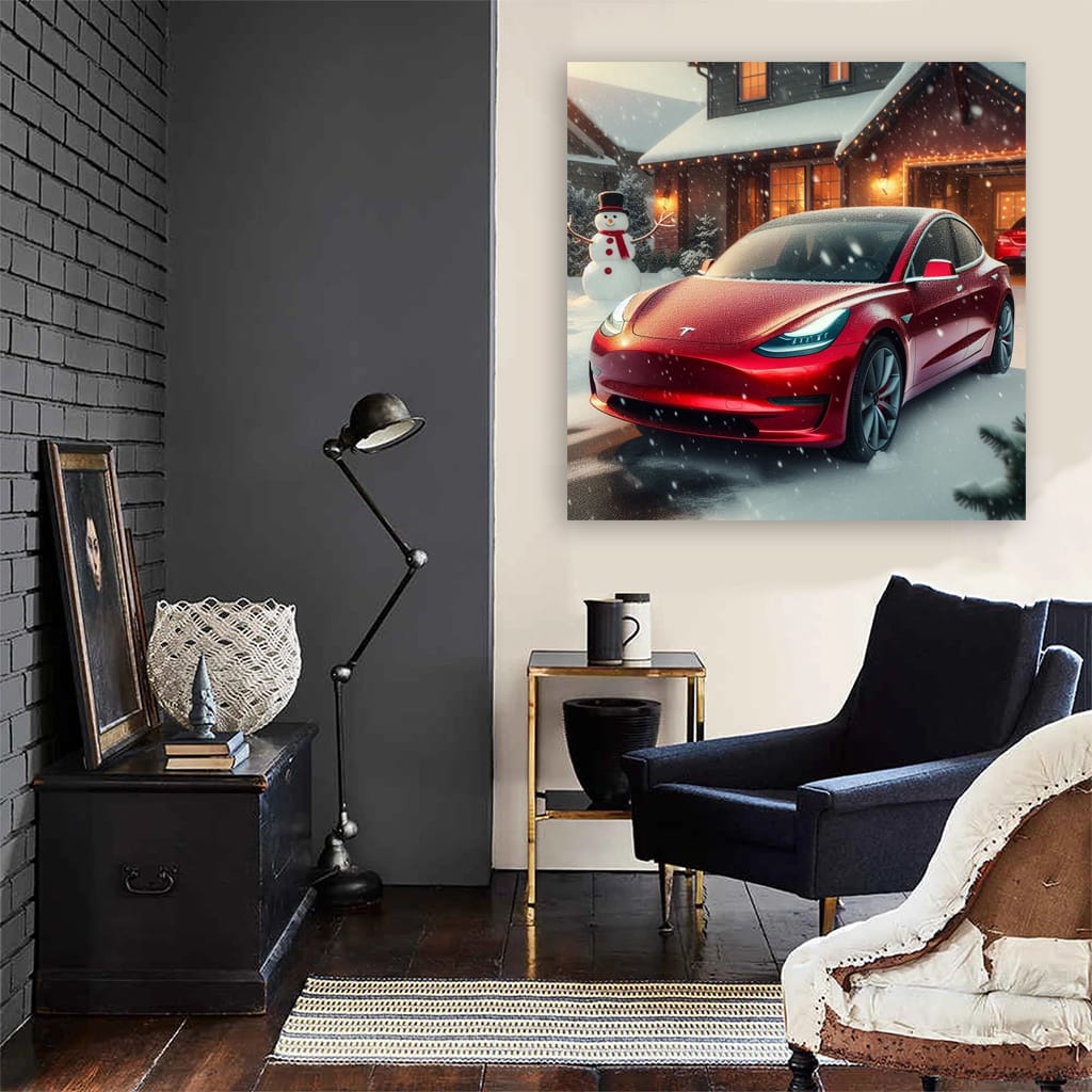 Tesla Model Winter Wall Art