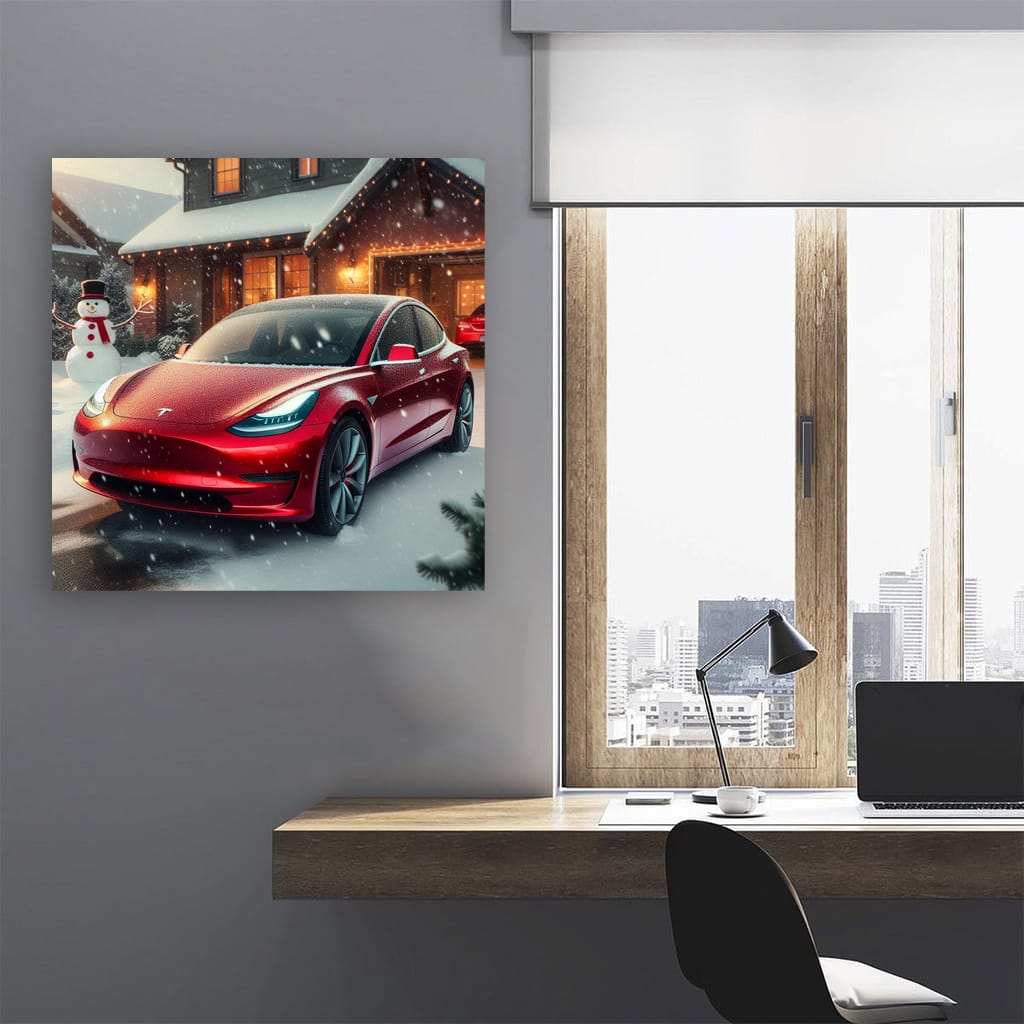 Tesla Model Winter Wall Art