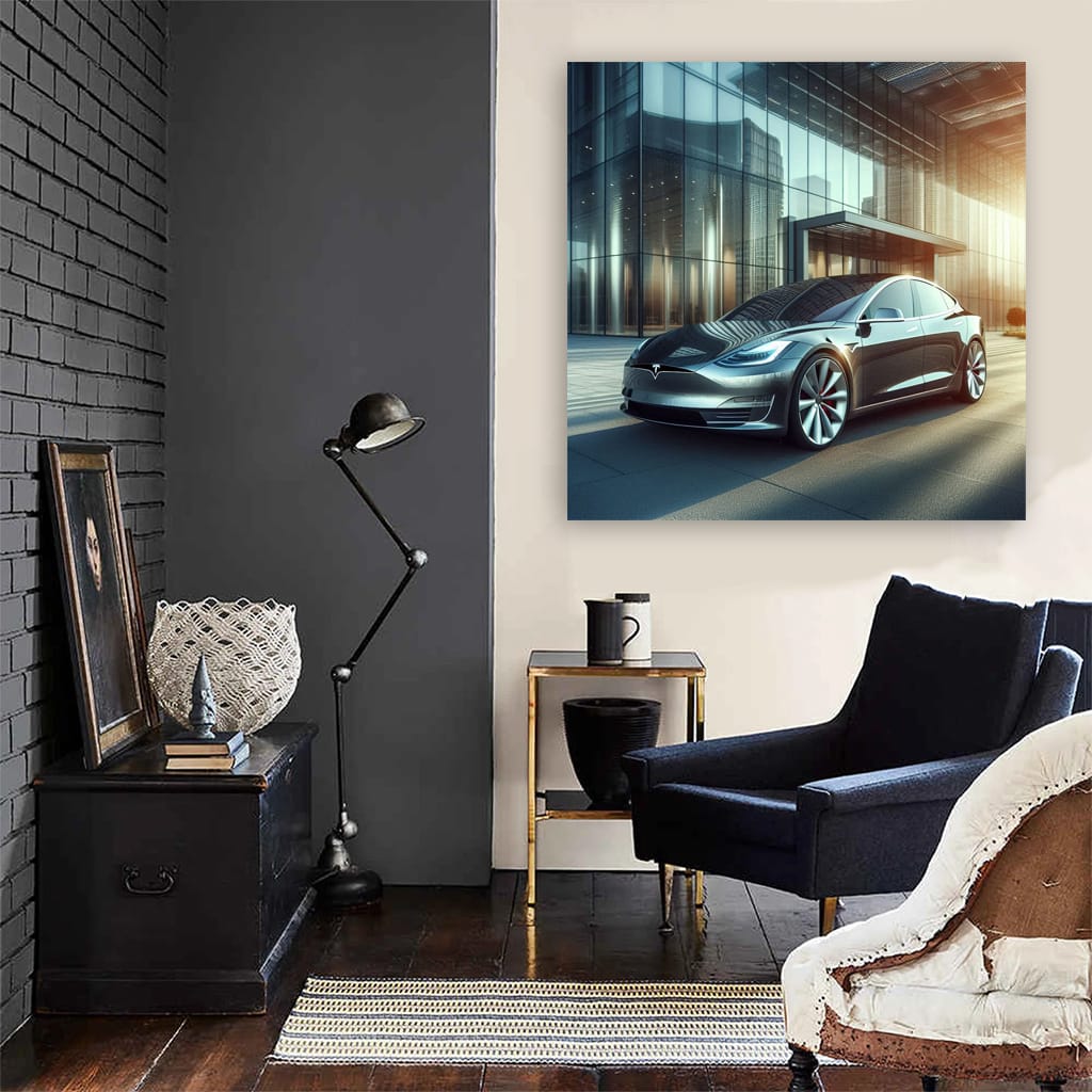 Tesla Model Buildi Wall Art