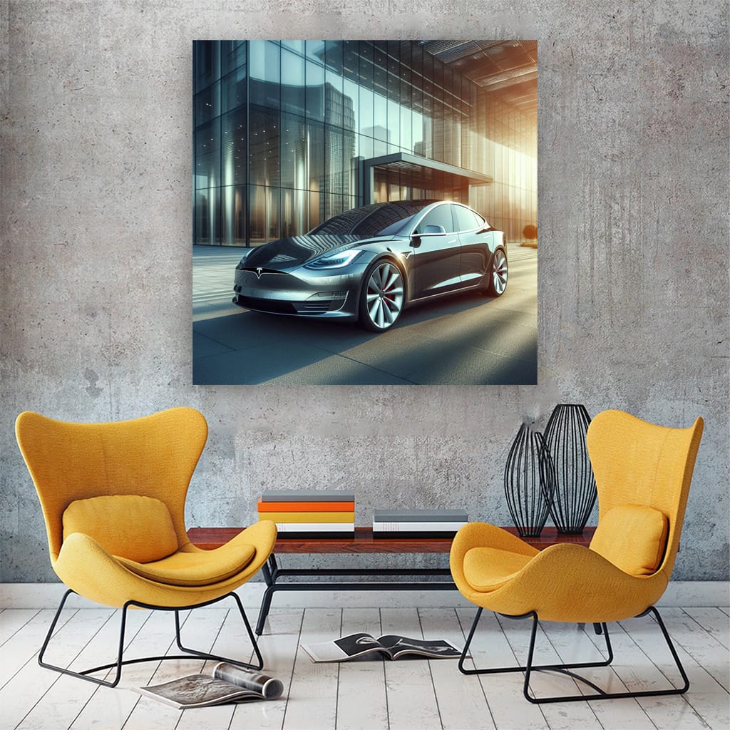 Tesla Model Buildi Wall Art