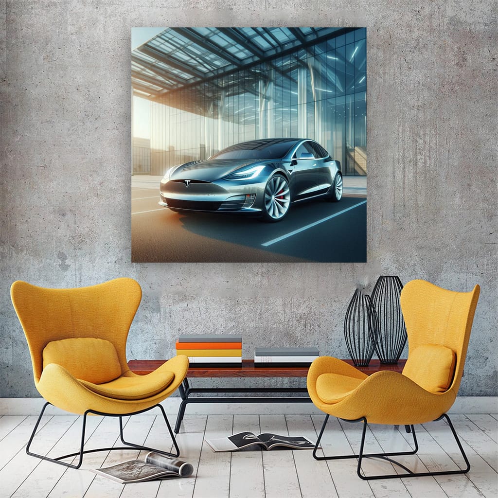 Tesla Model Building Wall Art