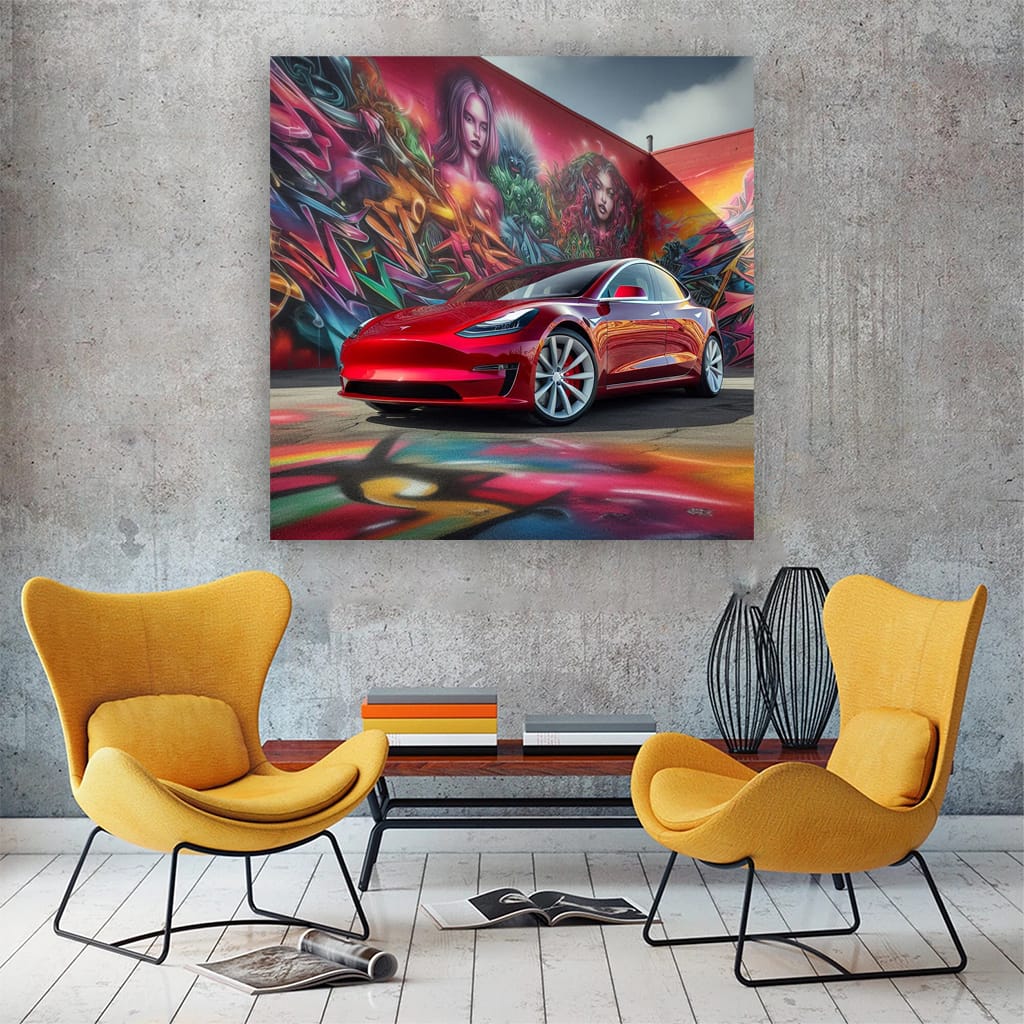 Tesla Model Paint Wall Art