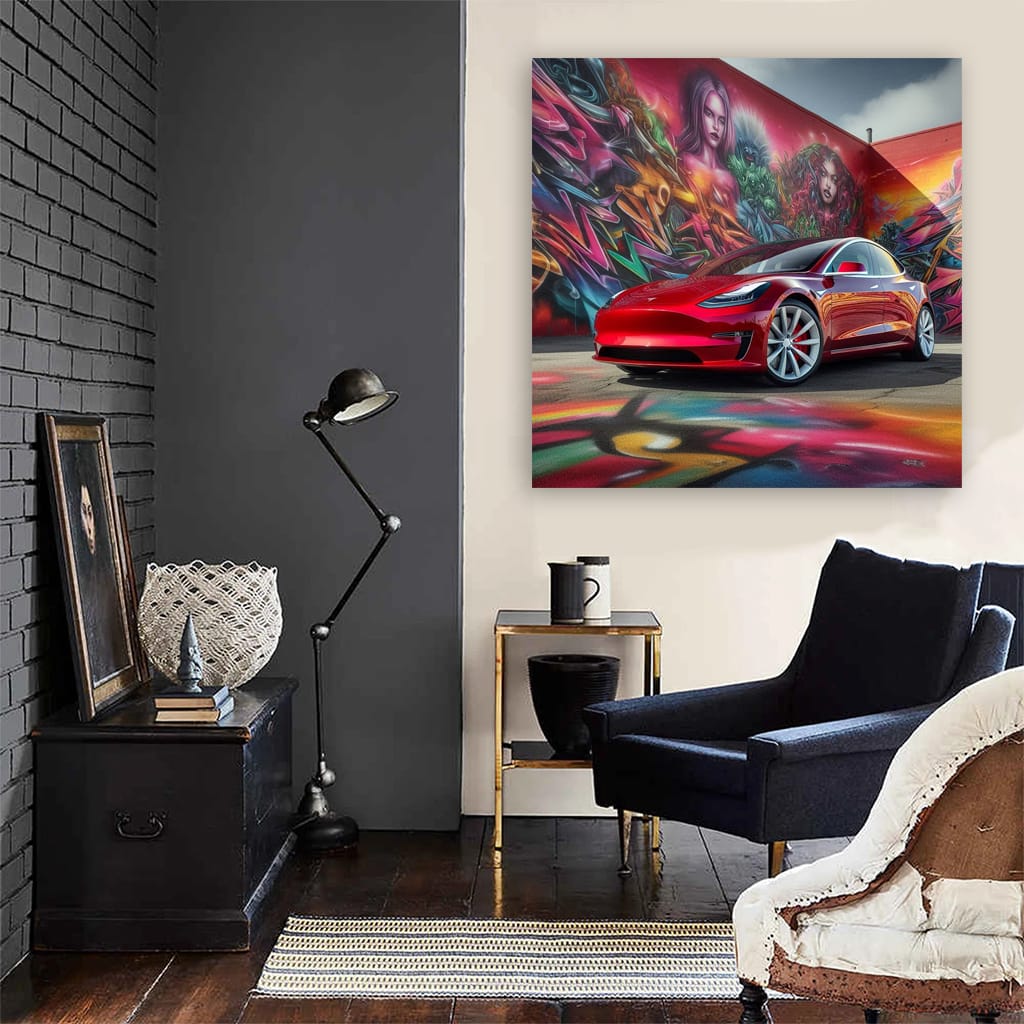 Tesla Model Paint Wall Art