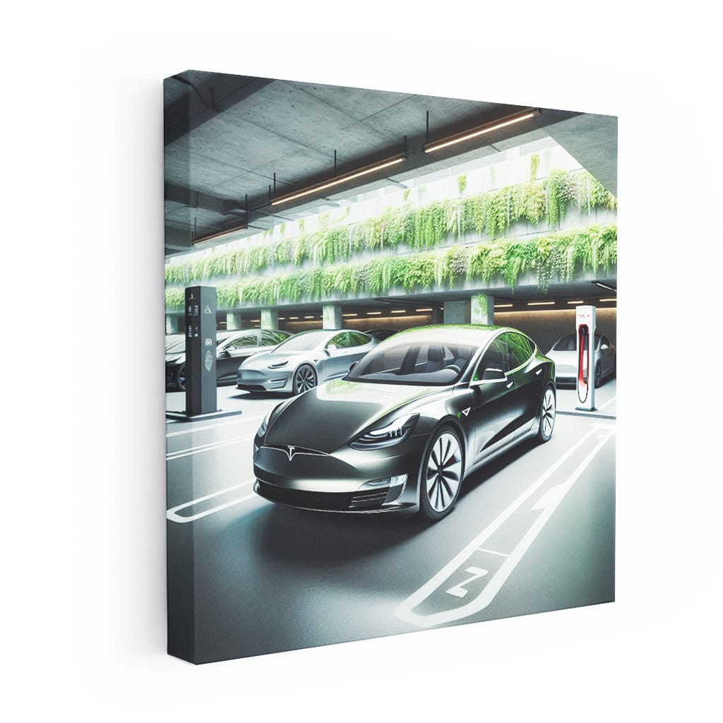 Tesla Model Parking Wall Art