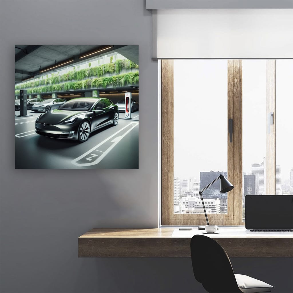 Tesla Model Parking Wall Art