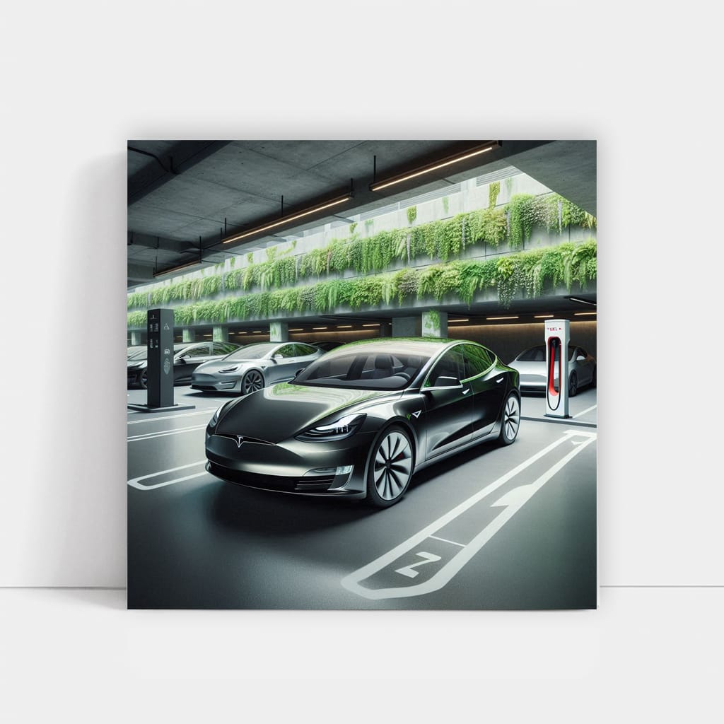 Tesla Model Parking Wall Art