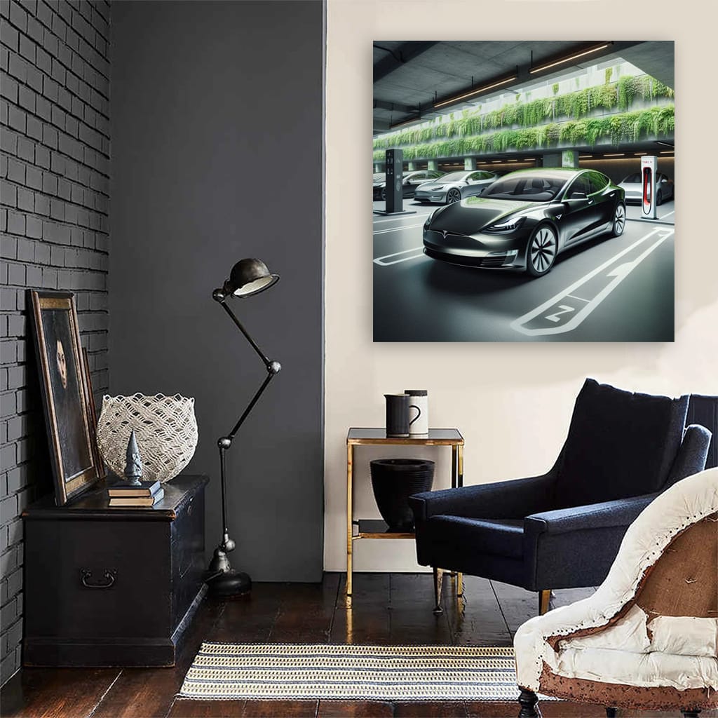 Tesla Model Parking Wall Art