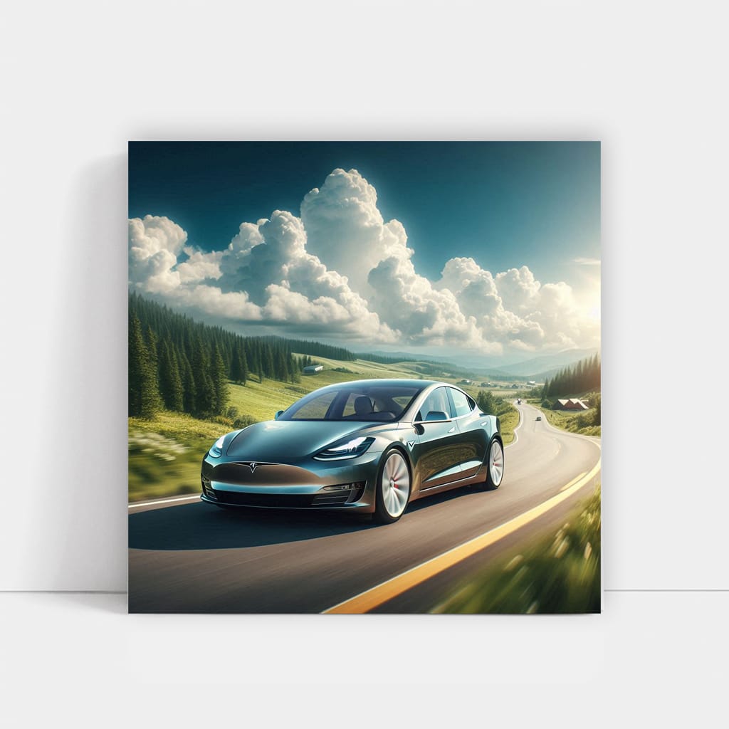 Tesla Model Road Wall Art