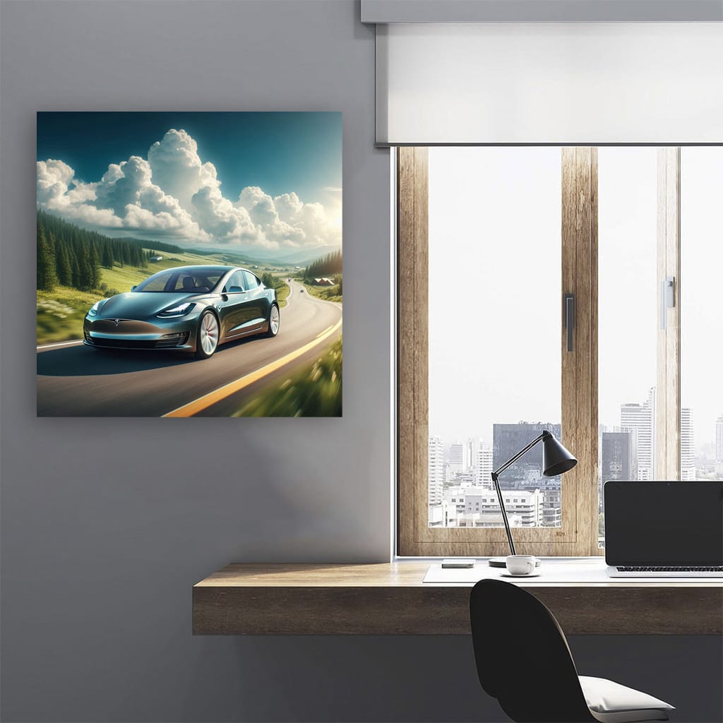 Tesla Model Road Wall Art