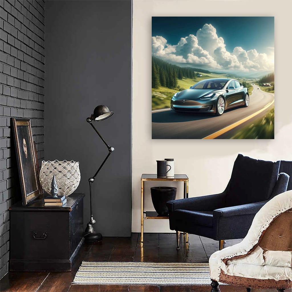 Tesla Model Road Wall Art