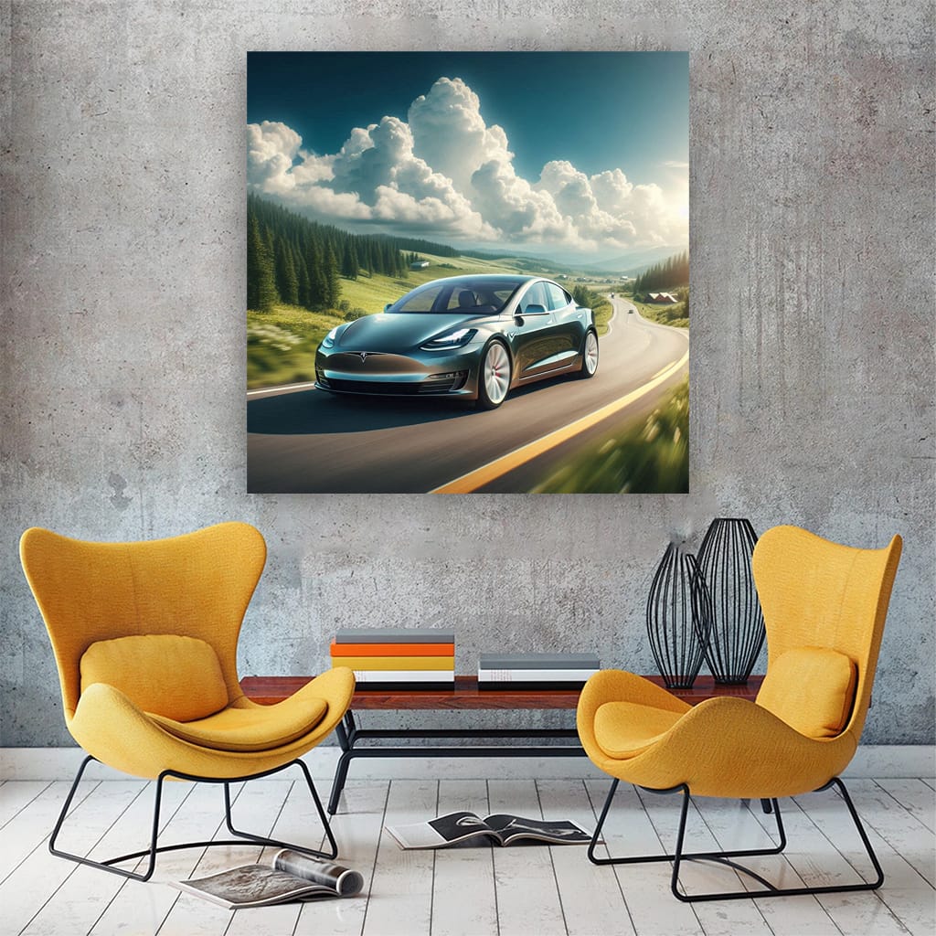 Tesla Model Road Wall Art