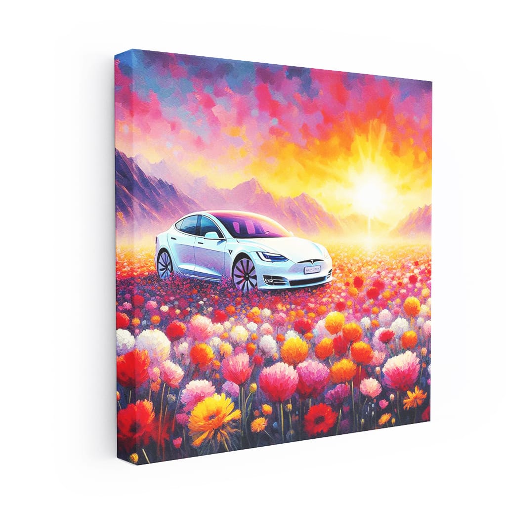 Tesla Model S Impressionism Wall Art