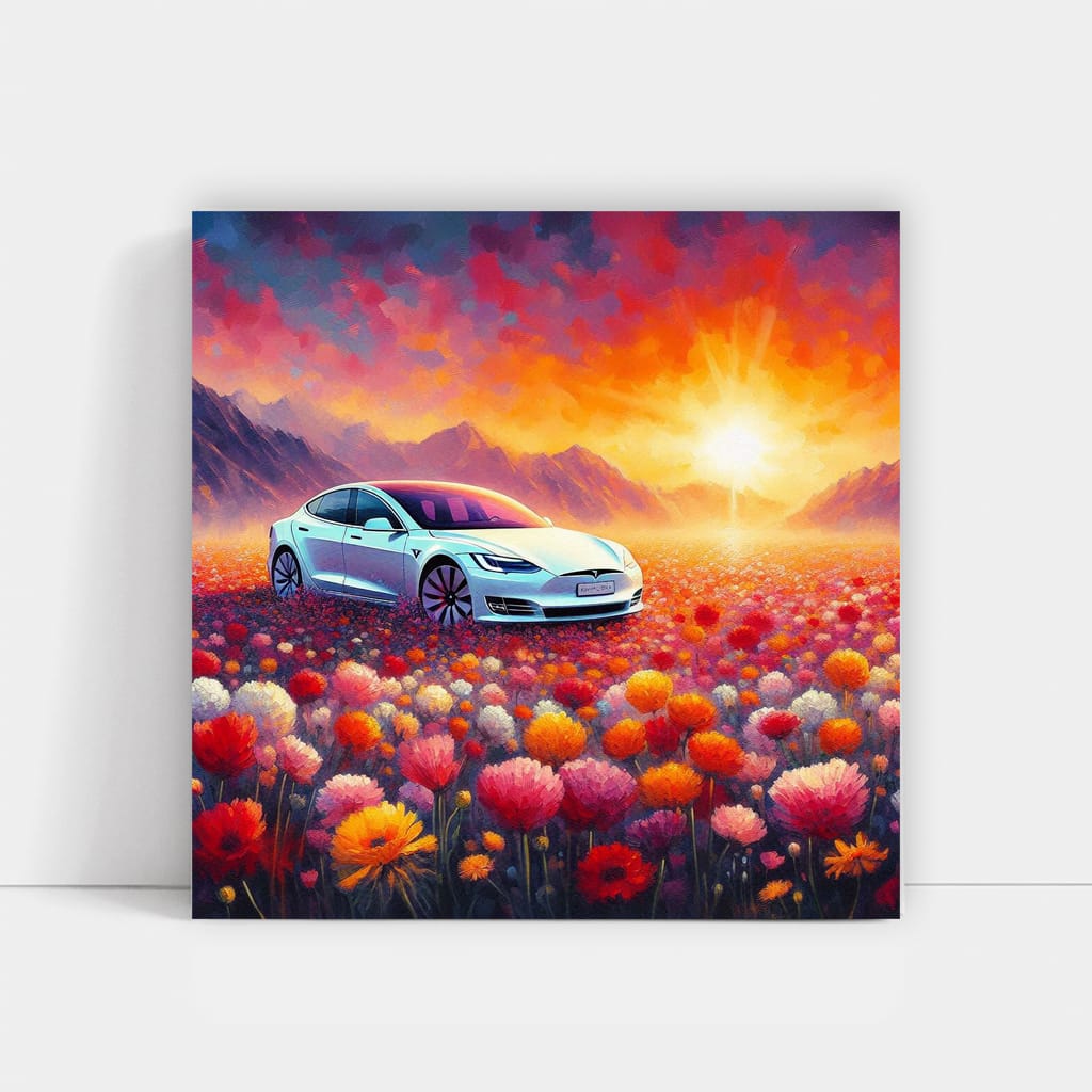 Tesla Model S Impressionism Wall Art