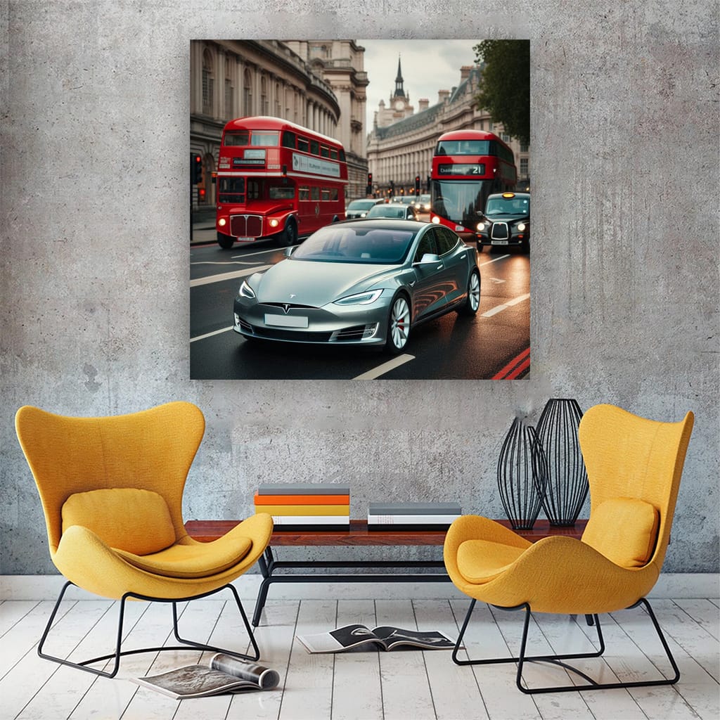 Tesla Model S Lond Wall Art