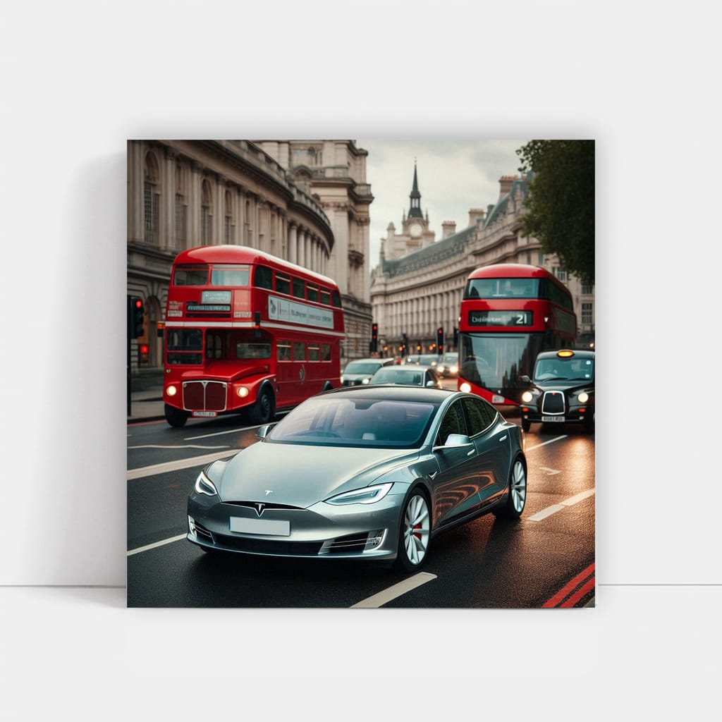 Tesla Model S Lond Wall Art