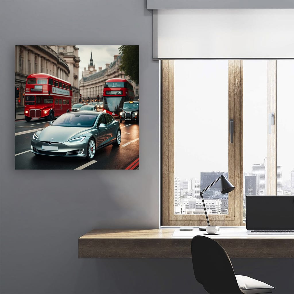 Tesla Model S Lond Wall Art